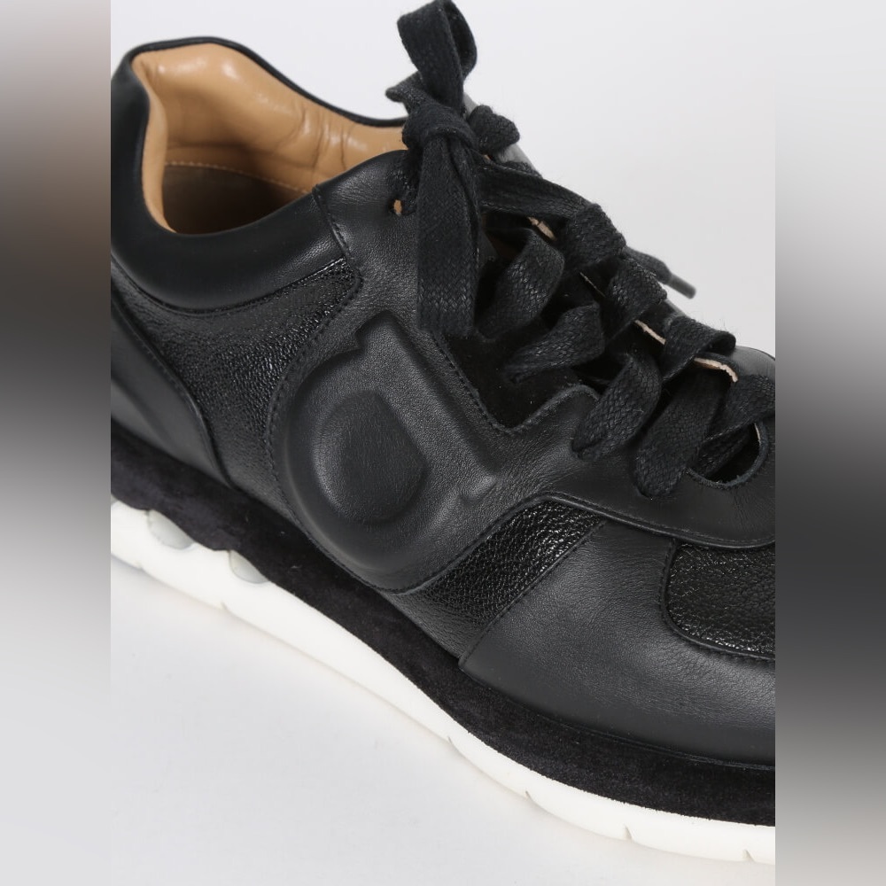Salvatore Ferragamo Black Leather Morgan Sneakers - made in Italy, Florence - Picture 2 of 14
